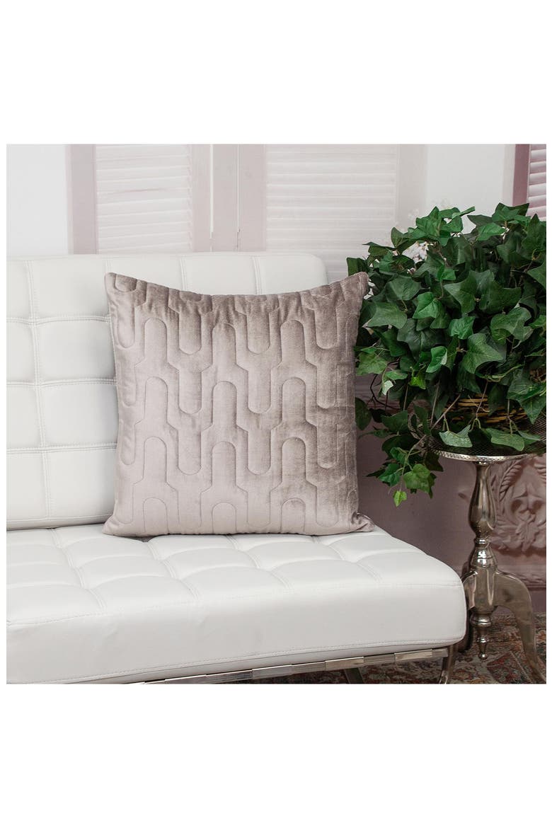Basil Quilted Velvet Throw Pillow, Alternate, color, TAUPE