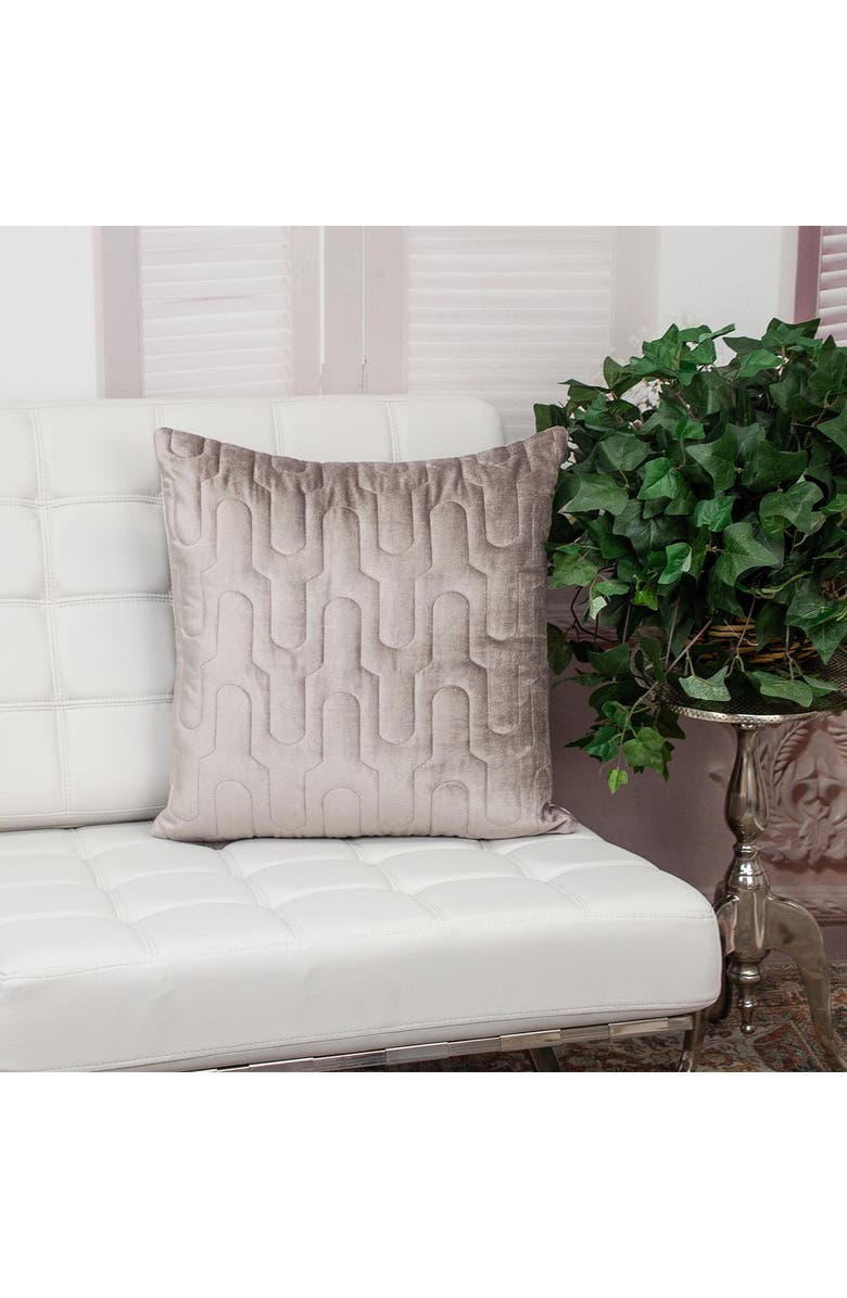 PARKLAND COLLECTION Basil Quilted Velvet Throw Pillow, Alternate, color, Taupe