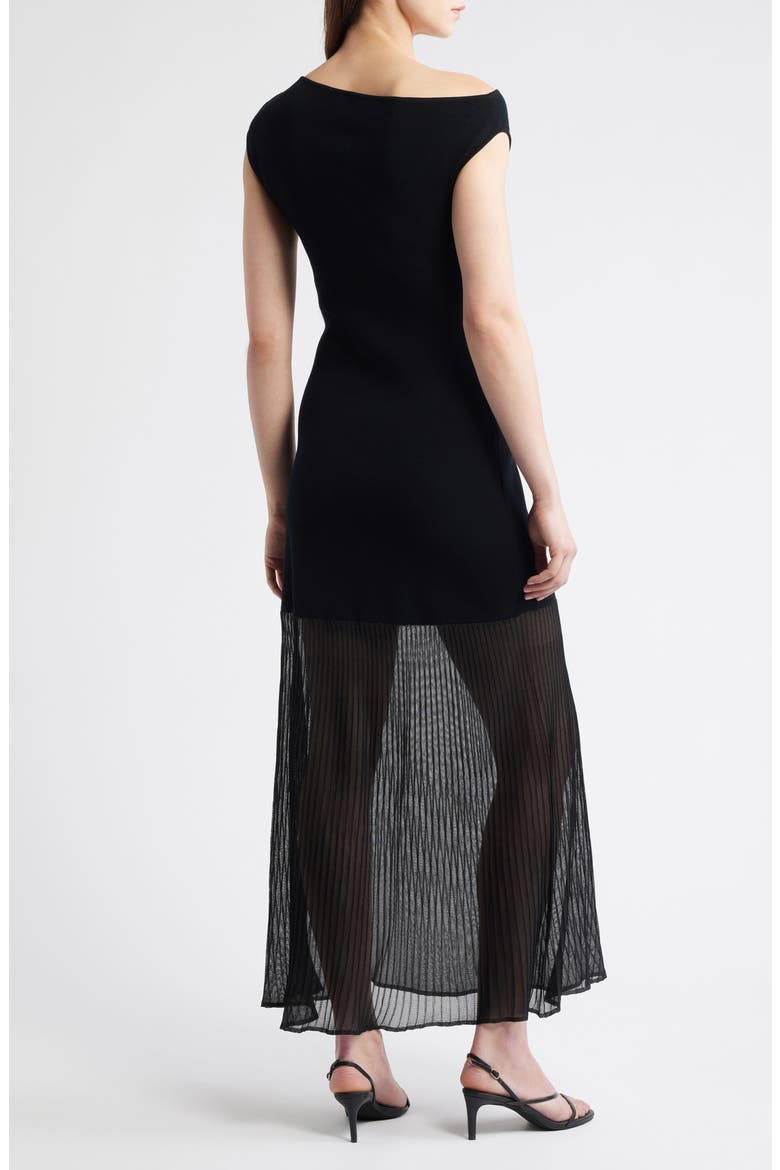 Vinka Mixed Media Maxi Dress, Alternate, color, BLACK