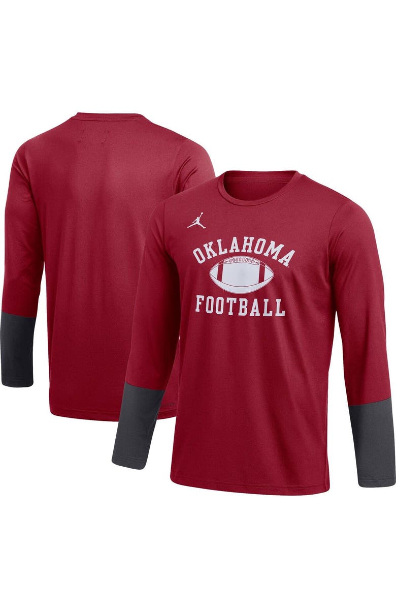 Jordan Brand Men's Jordan Brand Crimson Oklahoma Sooners Football Performance Long Sleeve T-Shirt, Main, color, Crimson
