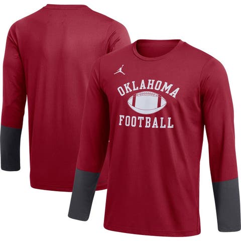 Men
s Jordan Brand Crimson Oklahoma Sooners Football Performance Long Sleeve T-Shirt