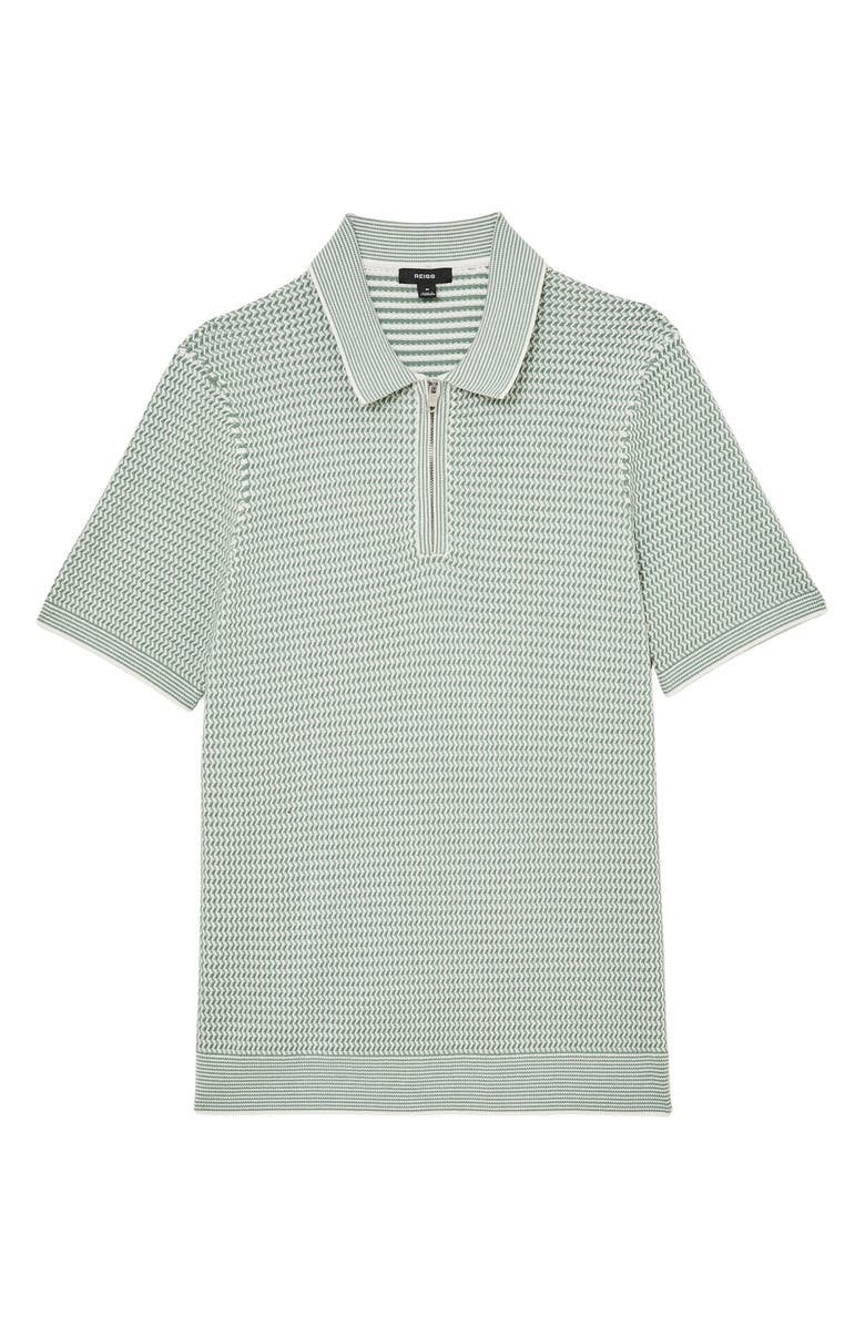 Reiss Brink Textured Stitch Quarter Zip Polo, Alternate, color, Soft Sage Green