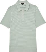 Reiss Brink Textured Stitch Quarter Zip Polo