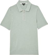 Reiss Brink Textured Stitch Quarter Zip Polo