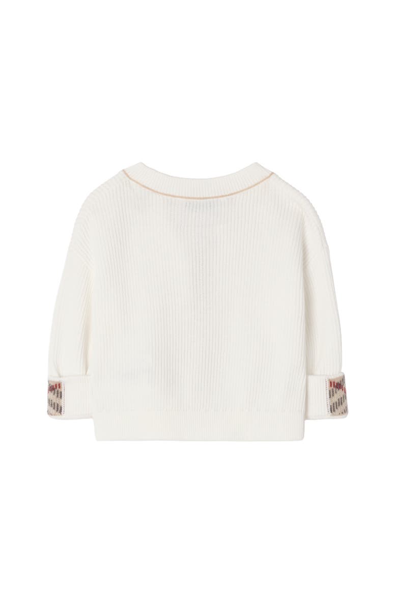 Burberry Logo Cotton Cardigan, Alternate, color, Ivory White