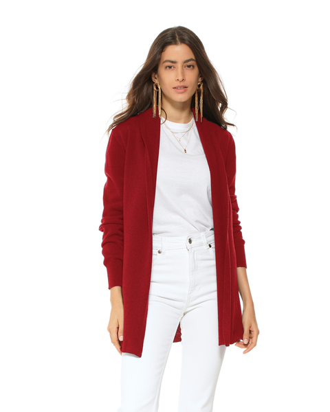 Long Open Front Pure Cashmere Cardigan