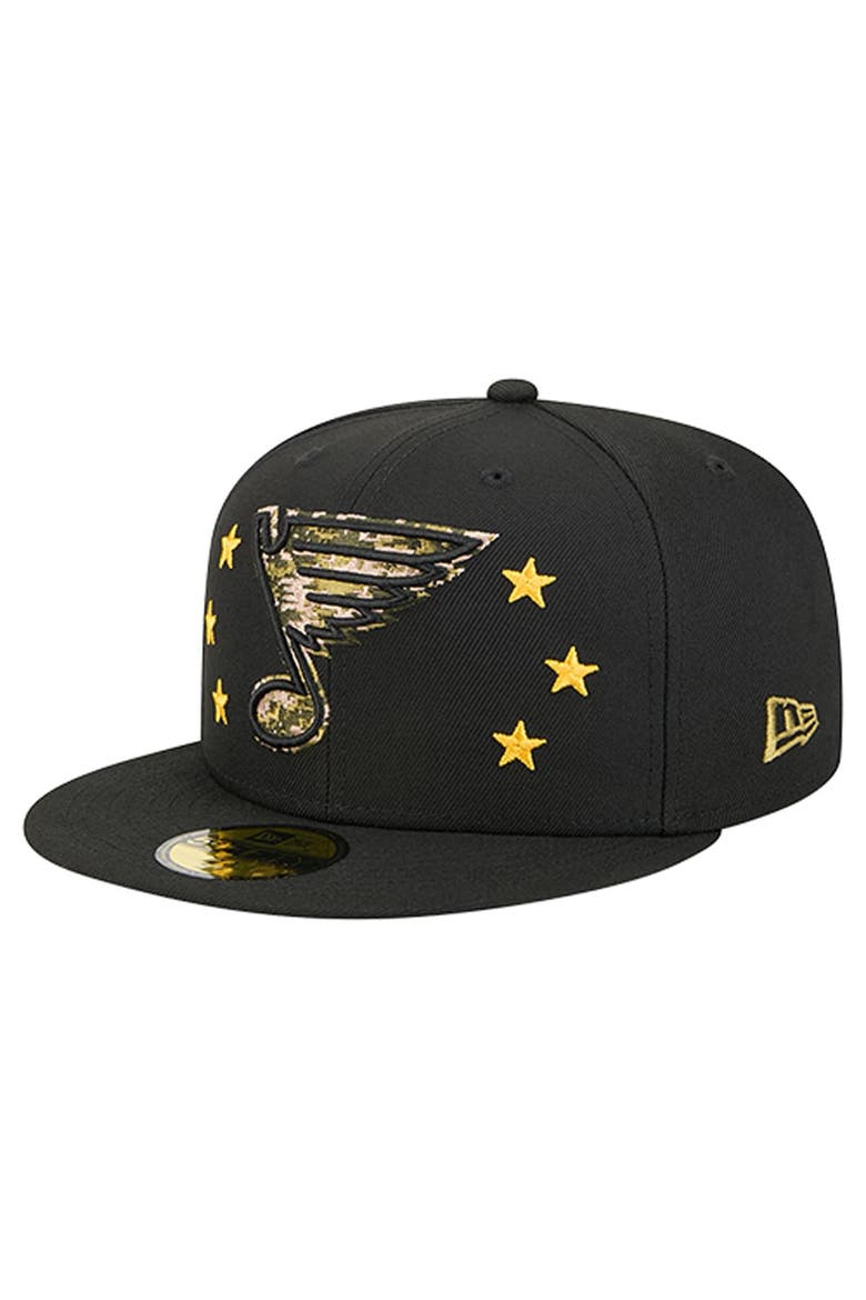Men's New Era  Black St. Louis Blues Military Appreciation Digital Camo Stars 59FIFTY Fitted Hat, Alternate, color, Black