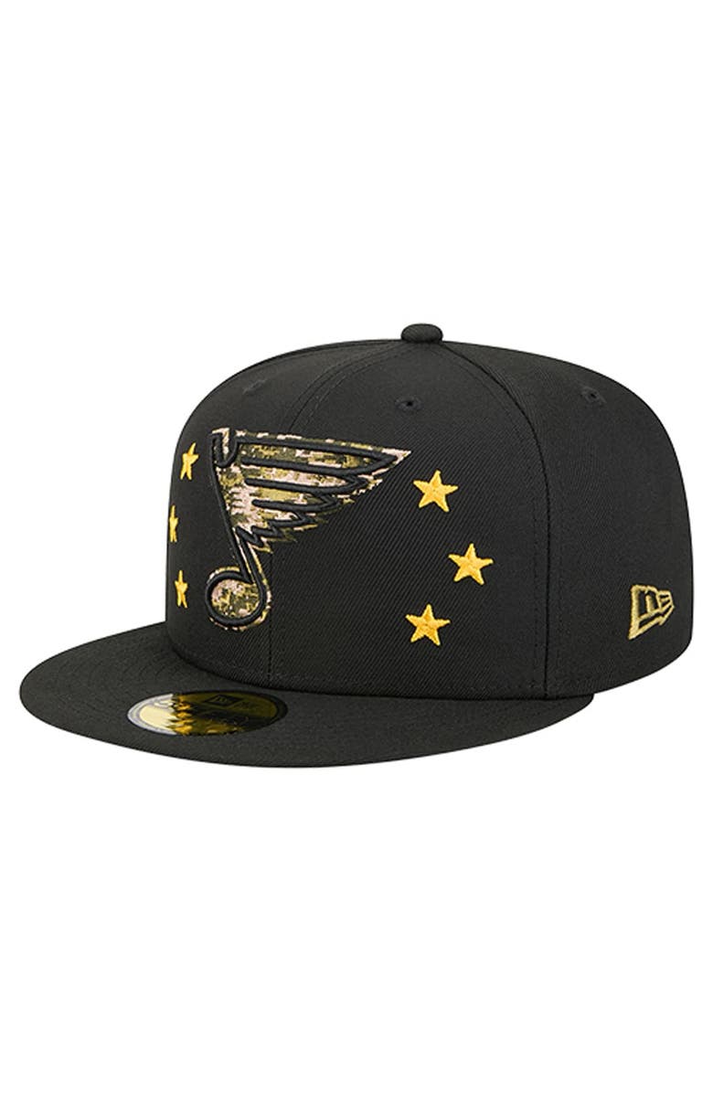 New Era Men's New Era  Black St. Louis Blues Military Appreciation Digital Camo Stars 59FIFTY Fitted Hat, Alternate, color, Black