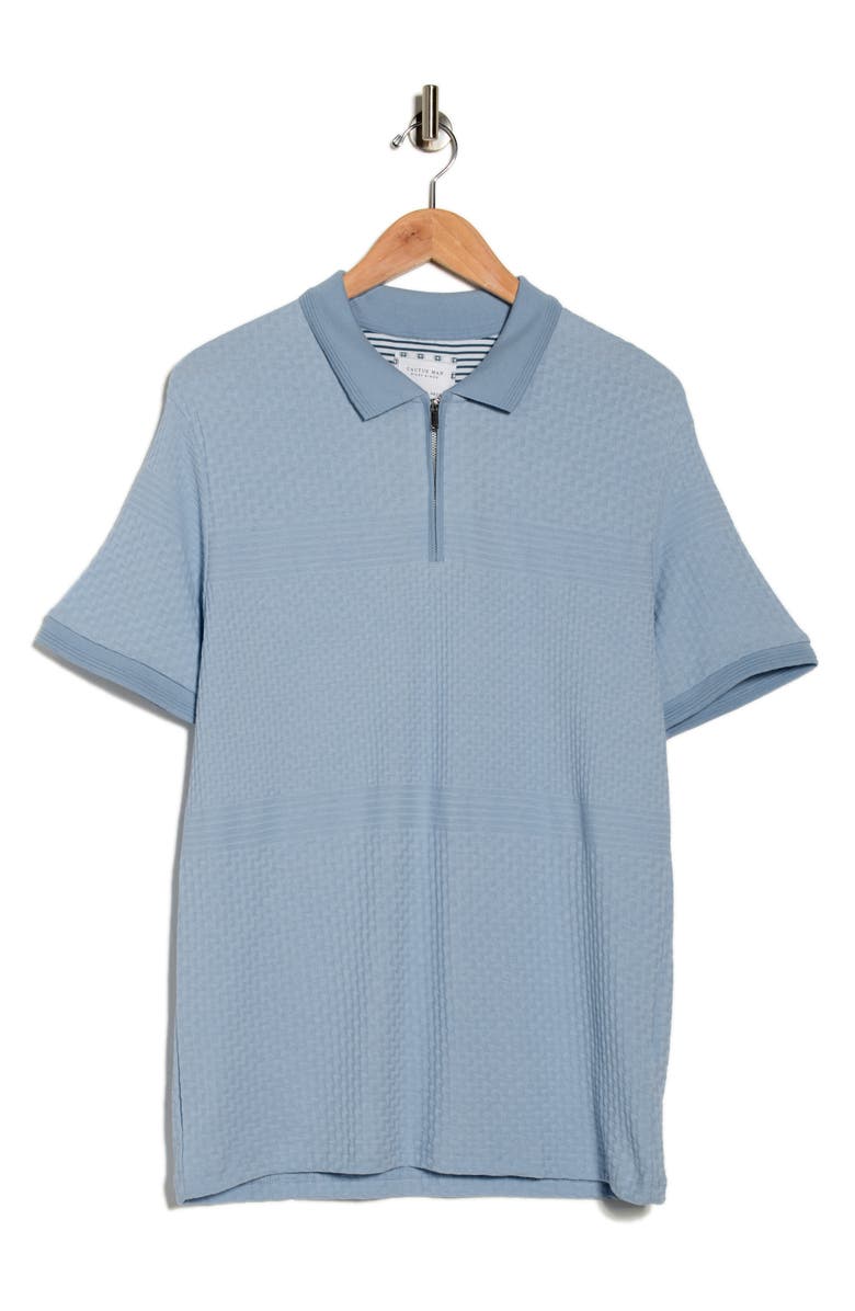 Cactus Man Tipped & Textured Half Zip Polo, Alternate, color, Bright Blue