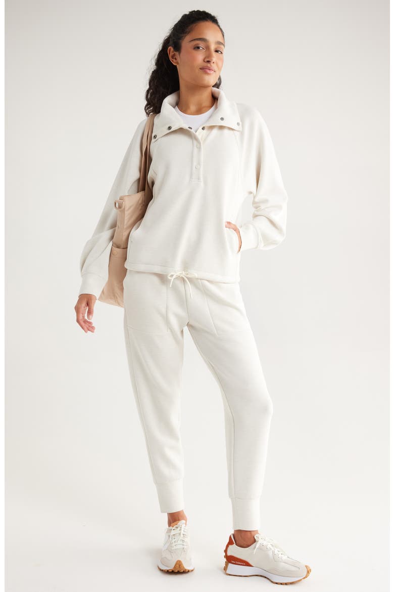Soft Luxe High Waist Joggers, Alternate, color, BEIGE IVORY HEATHER