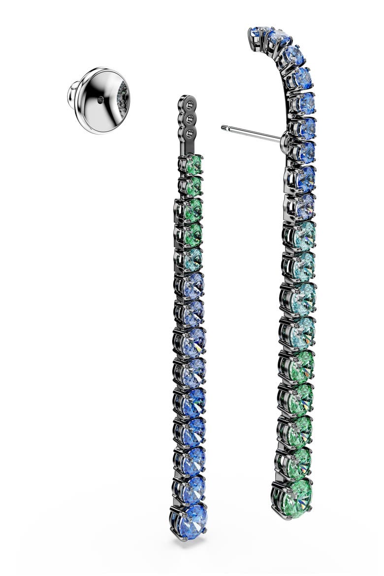 Matrix Crystal Linear Drop Earrings, Alternate, color, SILVER/ MULTI