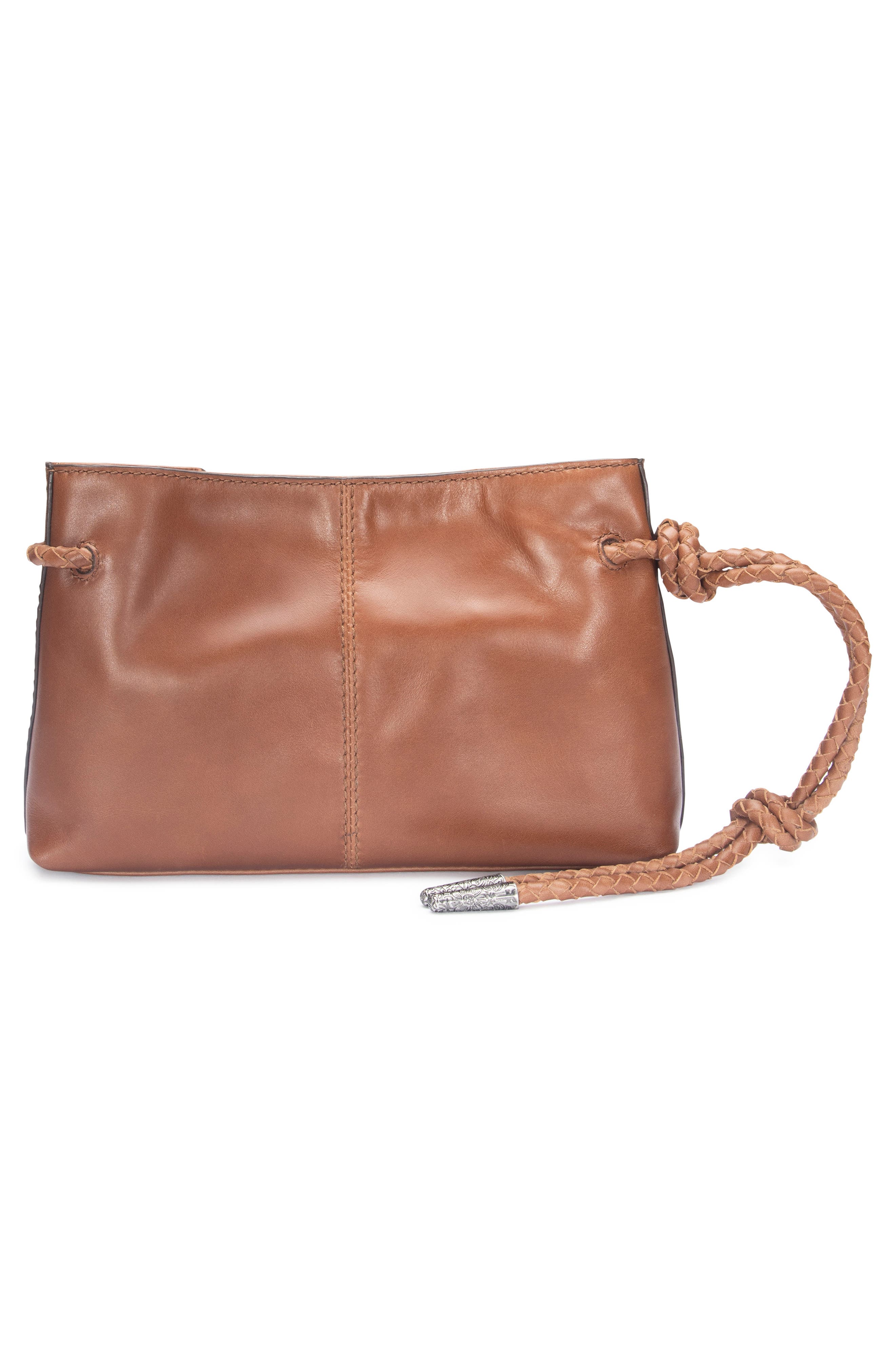 Frye Caroline Leather Wristlet Clutch, Alternate, color, Cognac