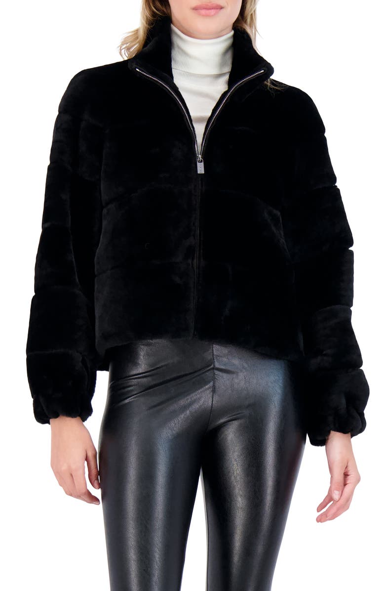 GORSKI Genuine Shearling Horizontal Zip Jacket, Main, color, Black