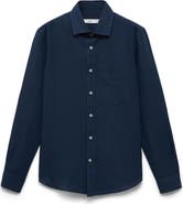 MANGO Classic Fit Linen & Cotton Button-Up Shirt