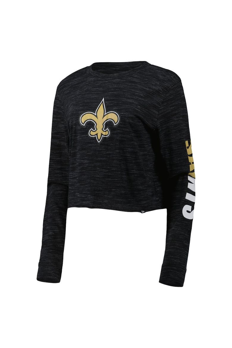 Women's New Era Black New Orleans Saints Crop Long Sleeve T-Shirt, Alternate, color, Black
