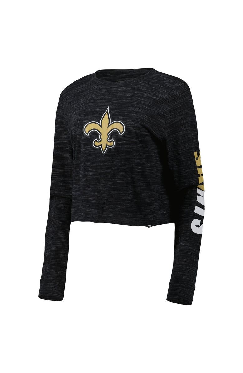 New Era Women's New Era Black New Orleans Saints Crop Long Sleeve T-Shirt, Alternate, color, Black