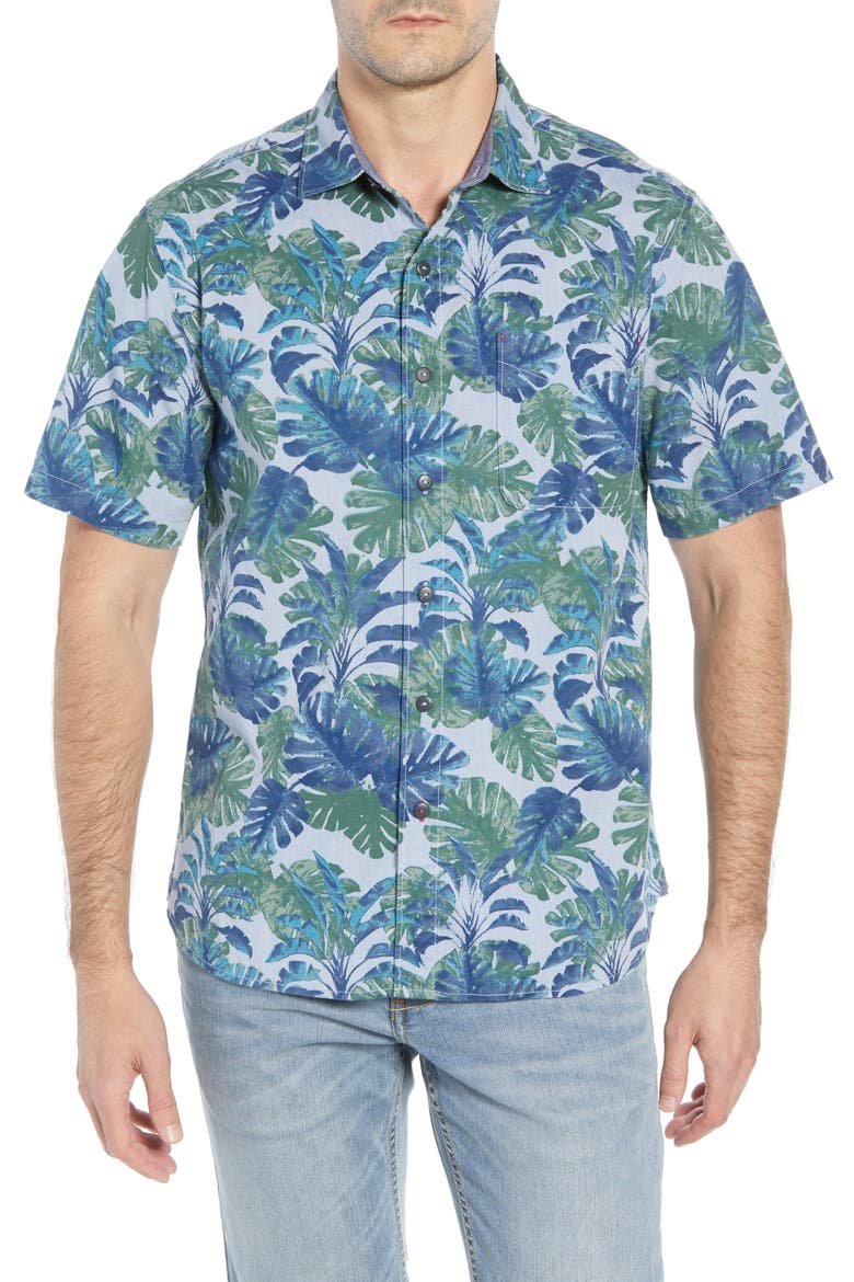 Shadow Shade Regular Fit Camp Shirt, Main, color, SEAGROVE
