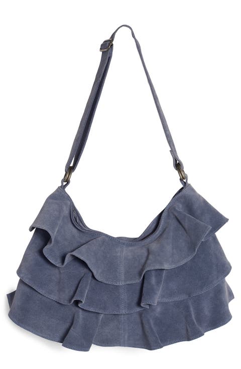 Rae Ruffle Suede Shoulder Bag