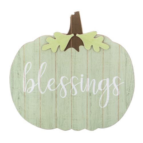 Northlight 20in Blessings Pumpkin Wooden Wall Decor In Green