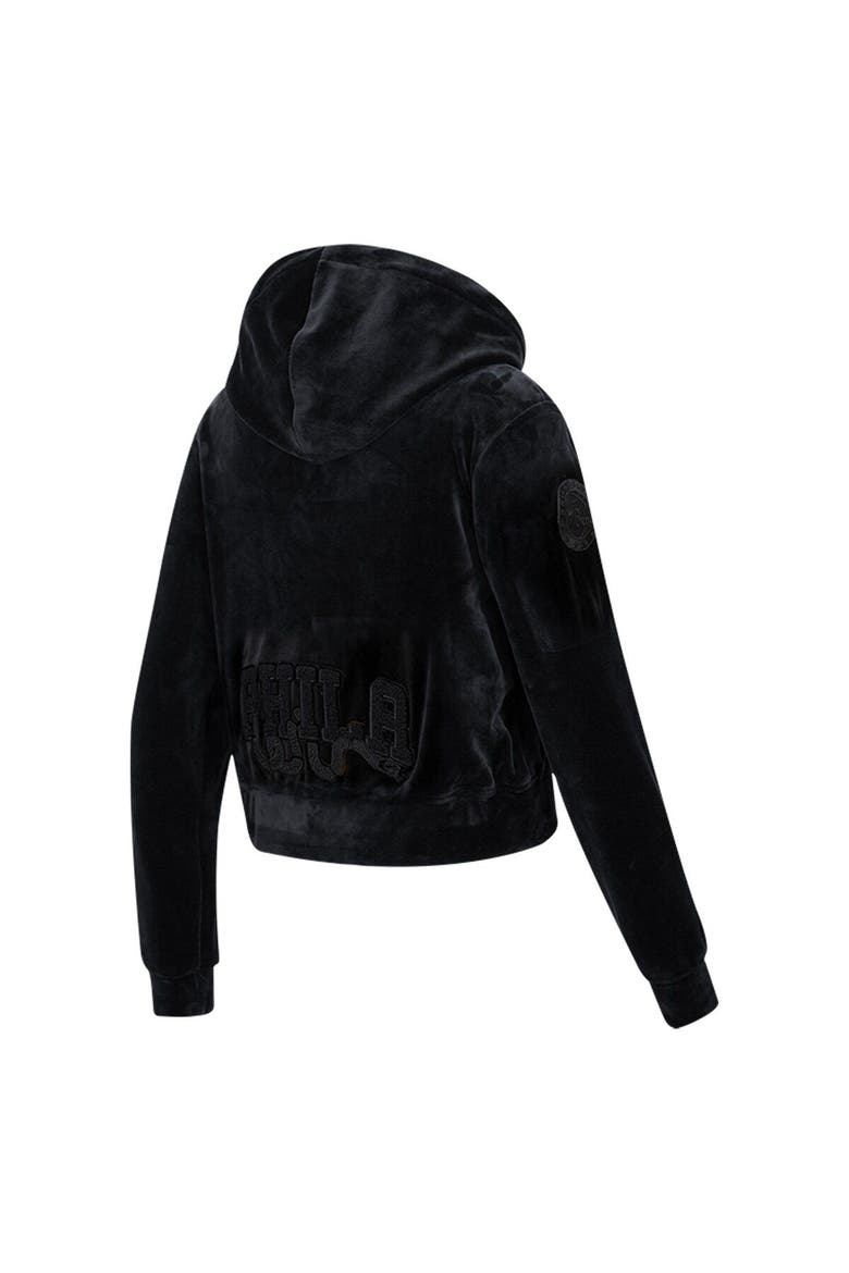 Women's Pro Standard Philadelphia 76ers Triple Black Velour Full-Zip Hoodie, Alternate, color, Black