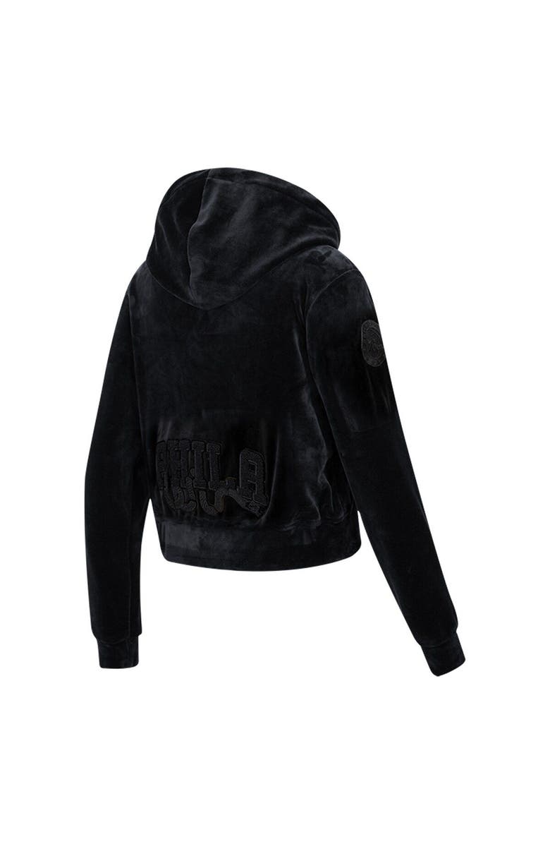 PRO STANDARD Women's Pro Standard Philadelphia 76ers Triple Black Velour Full-Zip Hoodie, Alternate, color, Black