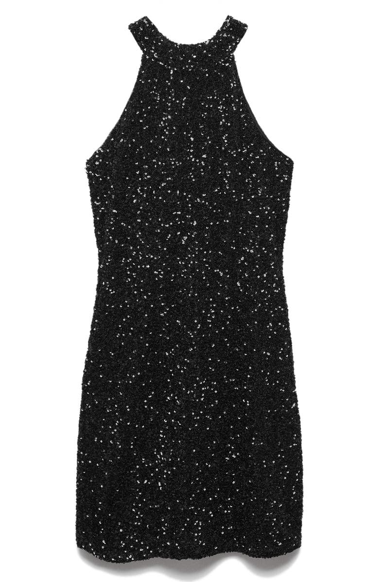 MANGO Halter Sequin Minidress, Alternate, color,