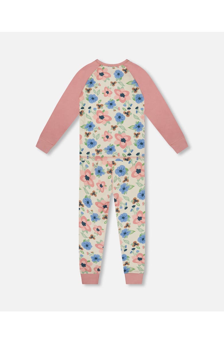 Deux par Deux Organic Cotton Two-Piece Pajamas, Alternate, color, Off-White Flower Print