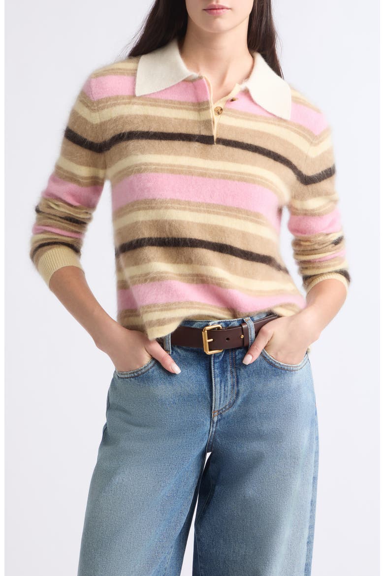 Grizzly Cropped Cashmere Rugby Sweater, Main, color, SPRINKLE COMBO