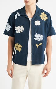 Wax London Didcot Floral Cotton & Linen Camp Shirt