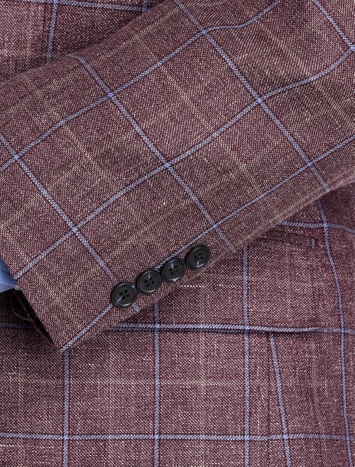 Oak Hill Premium By Dxl Big & Tall Windowpane Sport Coat In Berry