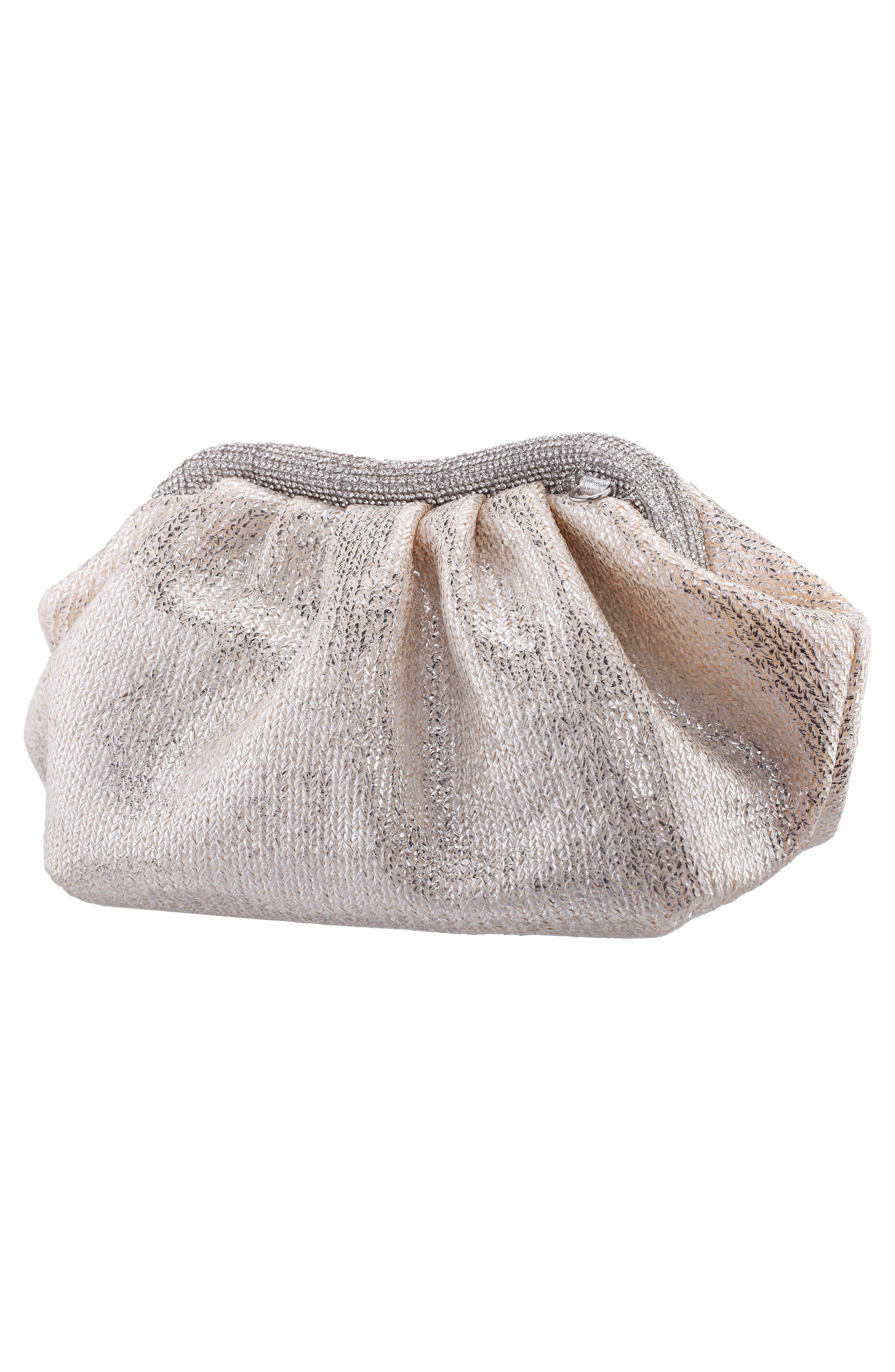 Nina Zayla Frame Clutch, Alternate, color, Silver