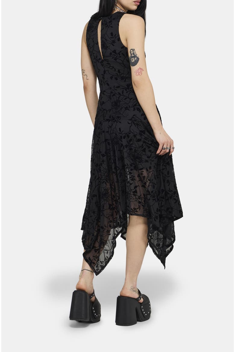 Deadly Nightshade Mesh Midi Dress, Alternate, color, Black
