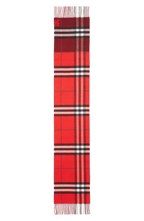 Burberry Jacquard Check Double Face Cashmere Fringe Scarf In Gold