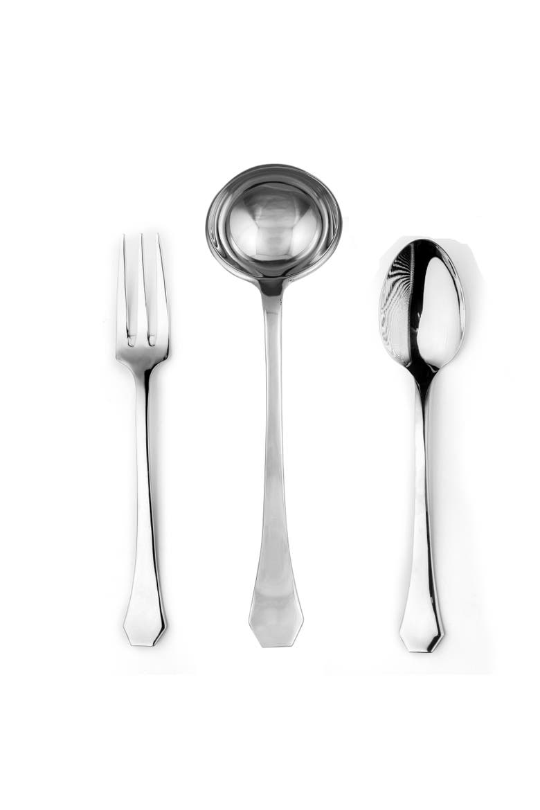 Moretto Serving Set - 3 Pieces, Main, color, Silver