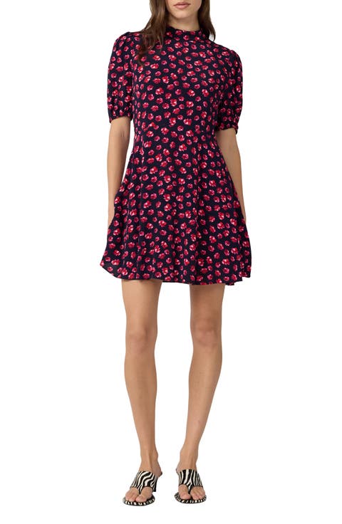 Dolly Print Mock Neck Minidress