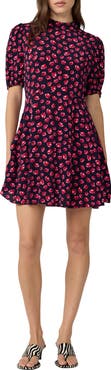 Diane von Furstenberg Dolly Print Mock Neck Minidress