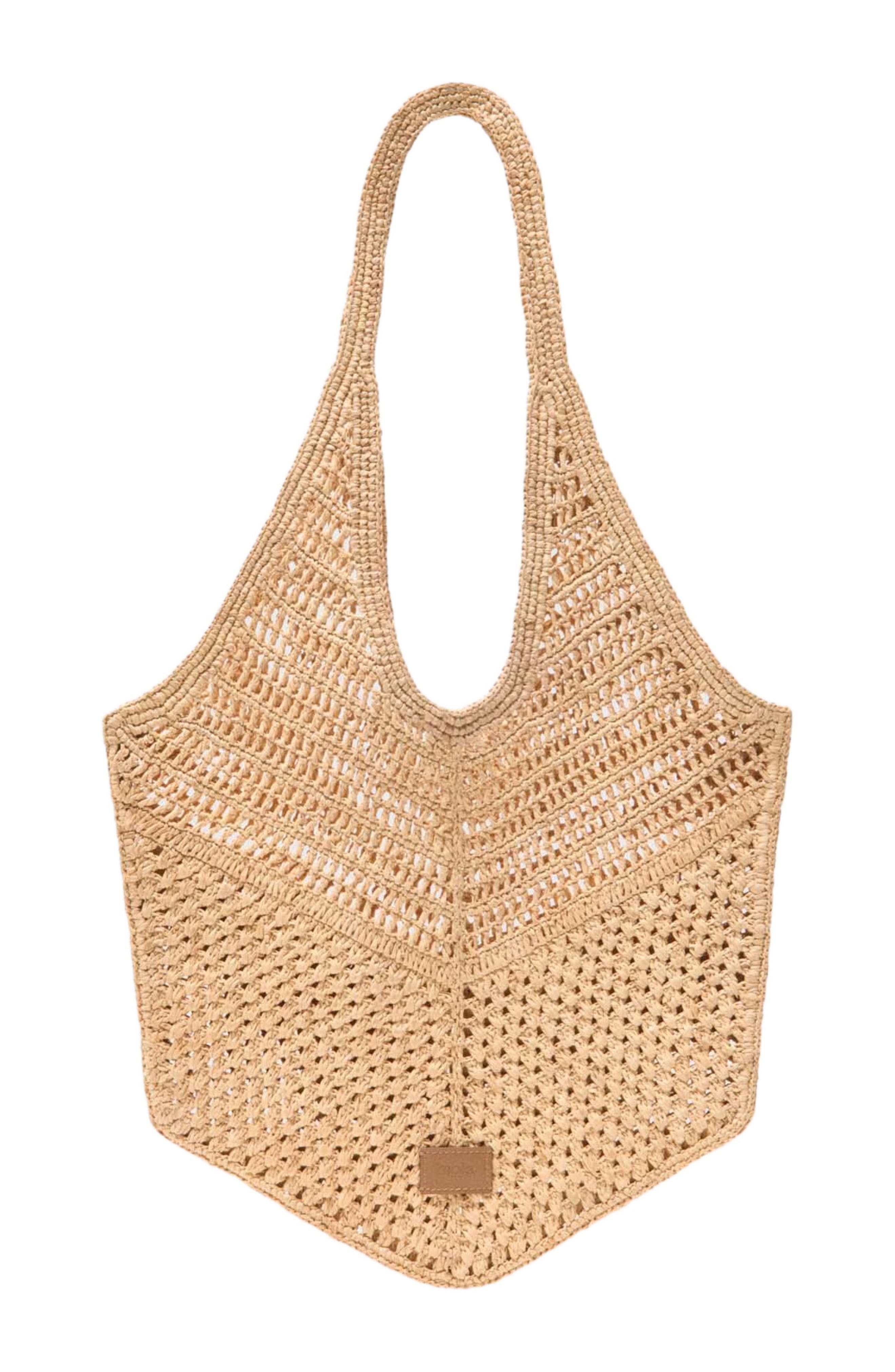 maje Natural raffia bag, Main, color, Beige