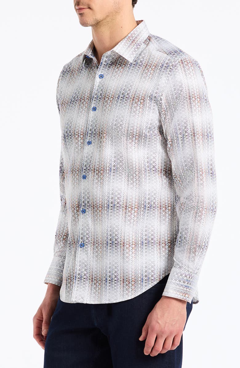 Robert Graham Forsyth Ombré Stripe Button-Up Shirt, Alternate, color, White Multi