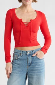 BDG Urban Outfitters Knockout Long Sleeve Tie Front Crop Top