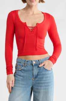 BDG Urban Outfitters Knockout Long Sleeve Tie Front Crop Top