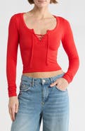 BDG Urban Outfitters Knockout Long Sleeve Tie Front Crop Top