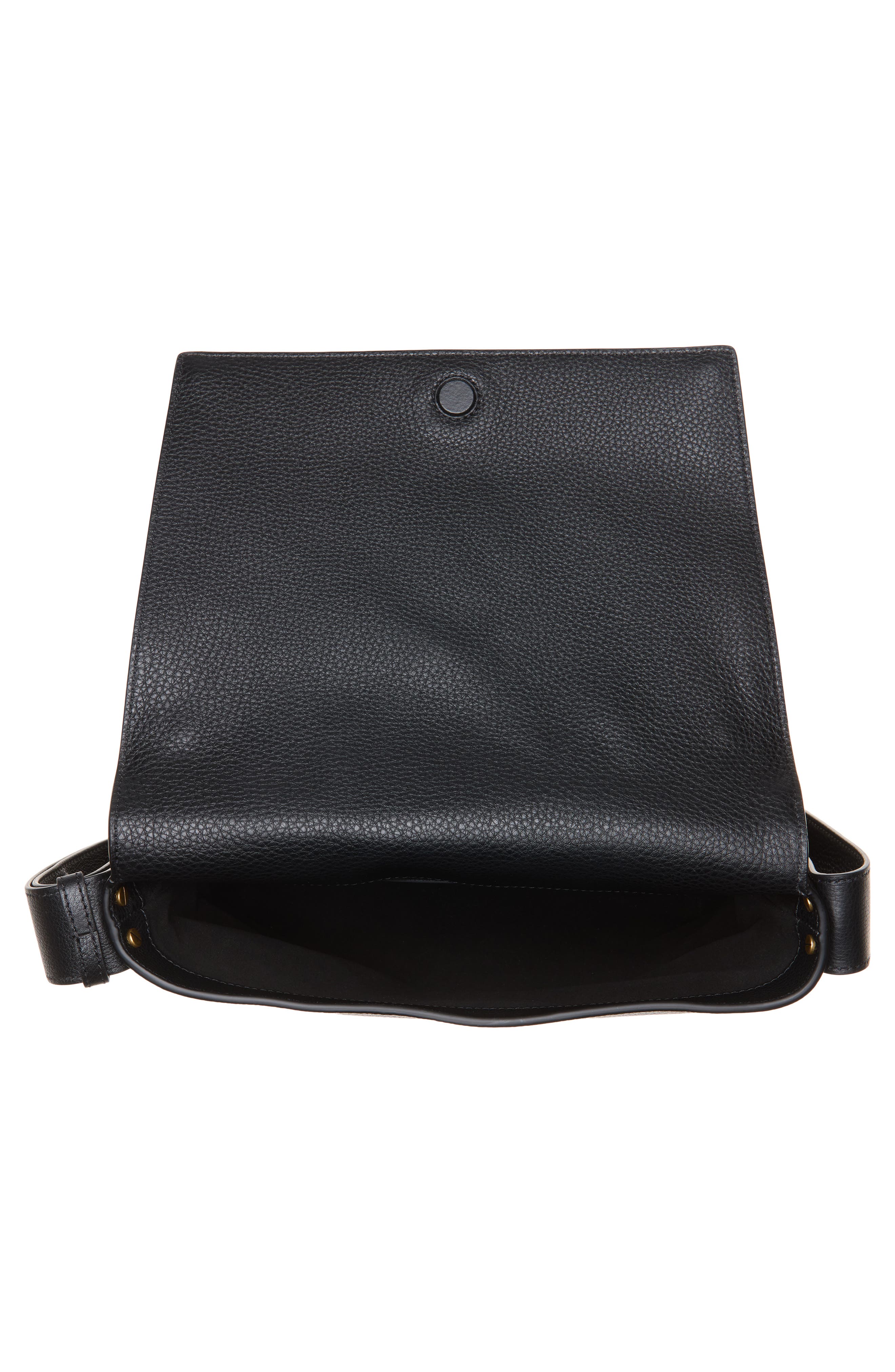 Small Leather Messenger Bag, Alternate, color, BLACK-GOLD 82