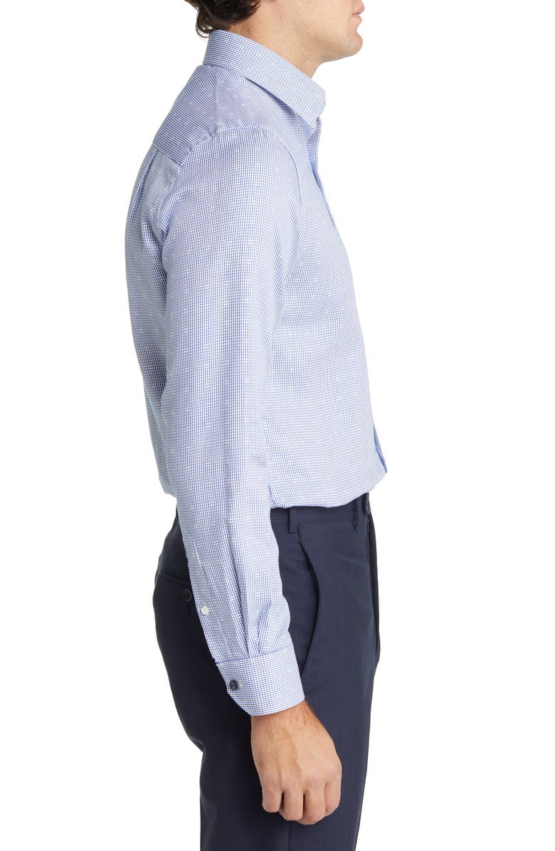 Duchamp Men's Tailored Fit Basket Weave Dress Shirt, Alternate, color, Navy
