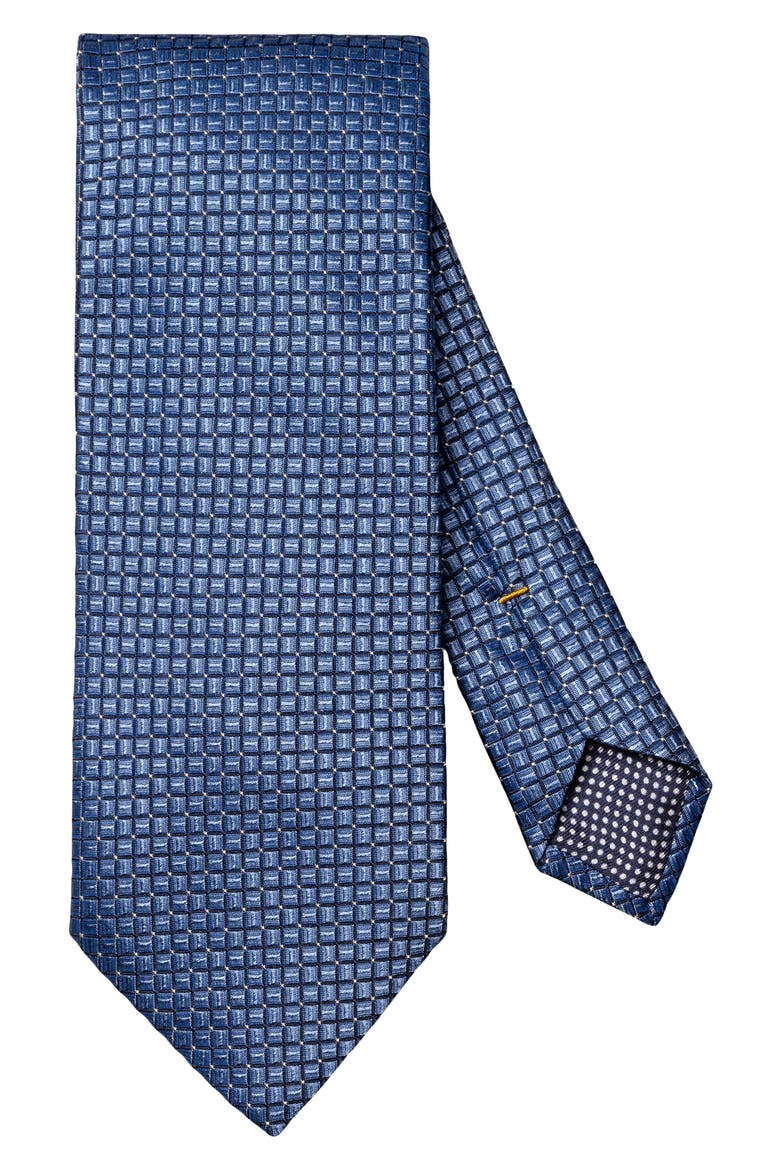 Micro Geo Silk Tie, Main, color, DARK BLUE