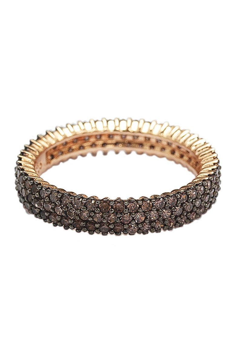 14K Rose Gold Plated Micro-Pave Brown CZ Eternity Band Ring, Alternate, color, BROWN