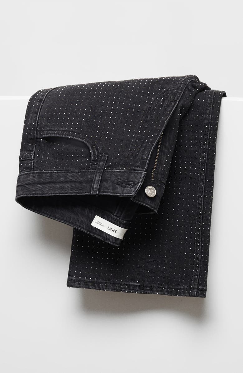 MANGO Strass Rhinestone Ankle Straight Leg Jeans, Alternate, color, 