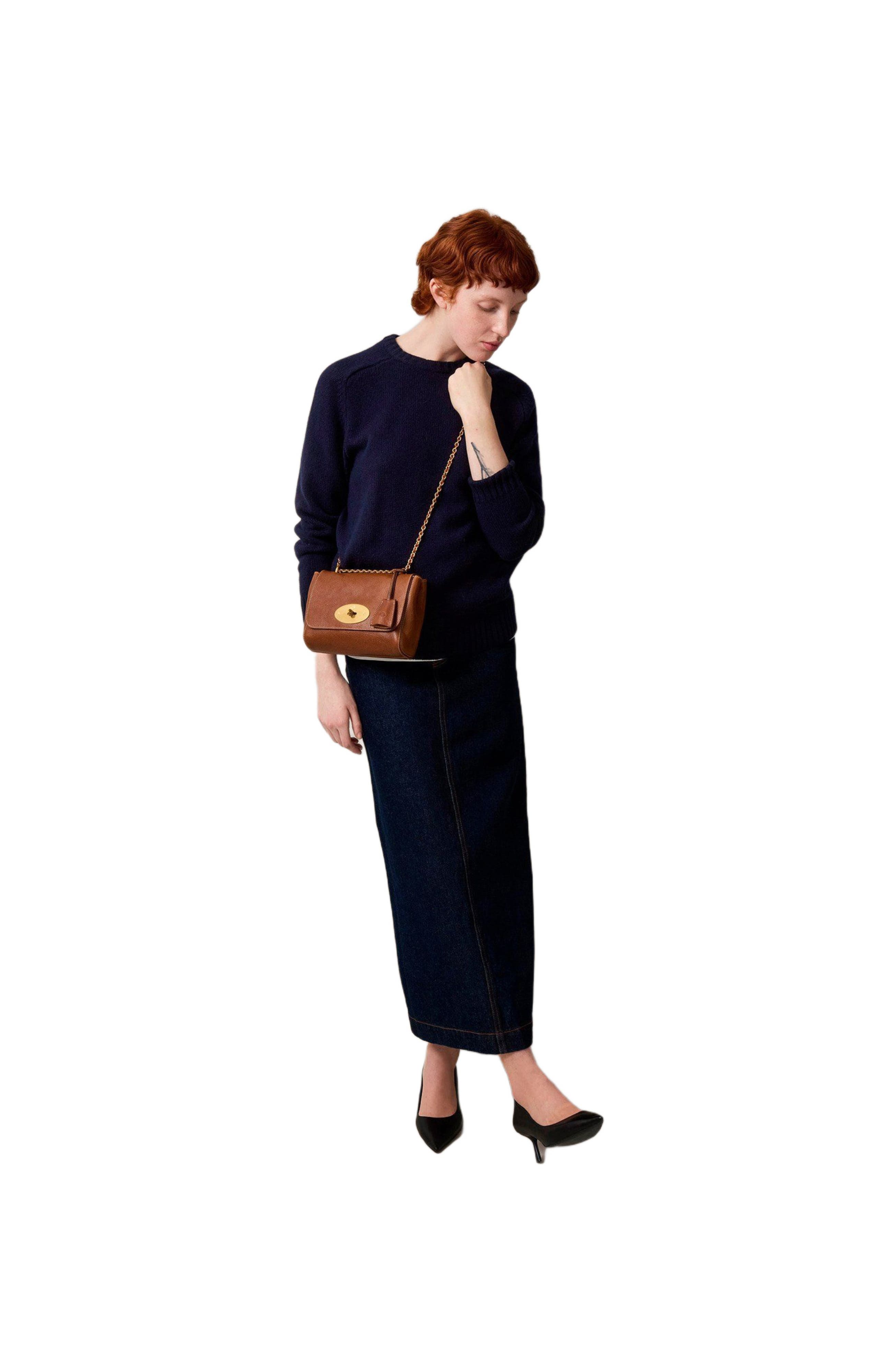 Lily Stitched Leather Convertible Shoulder Bag, Alternate, color, Oak