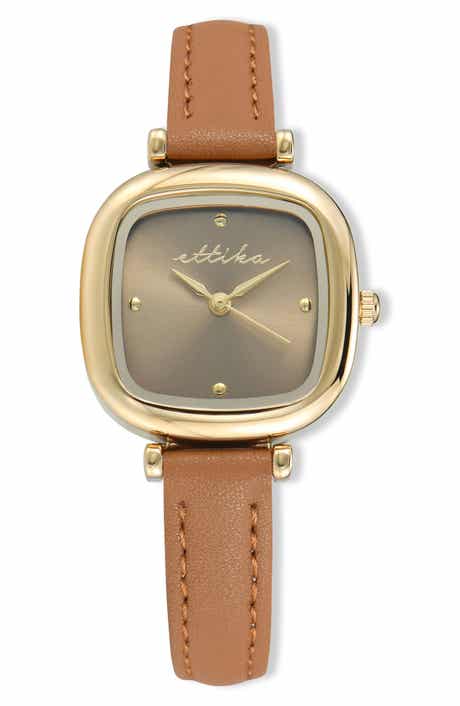 Square Case Leather Strap Watch