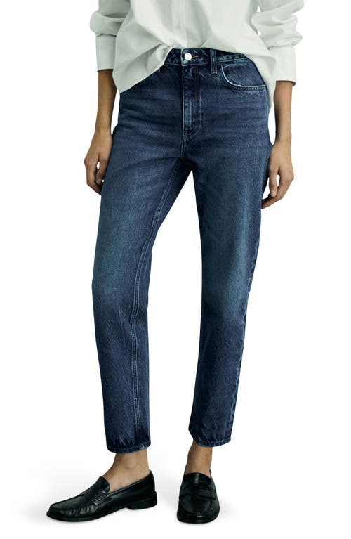 Mango Mom2000 High Waist Straight Leg Jeans In Dark Blue