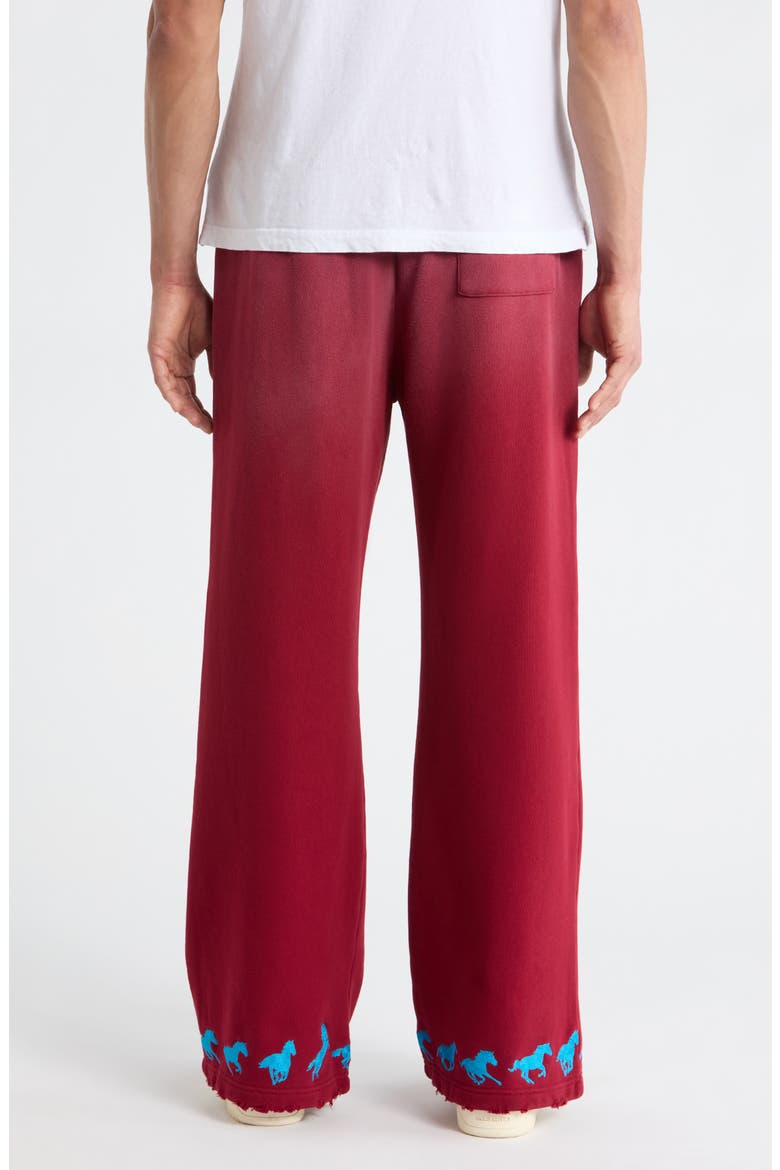 Running Horse Wide Leg Cotton Fleece Sweatpants, Alternate, color, MAROON